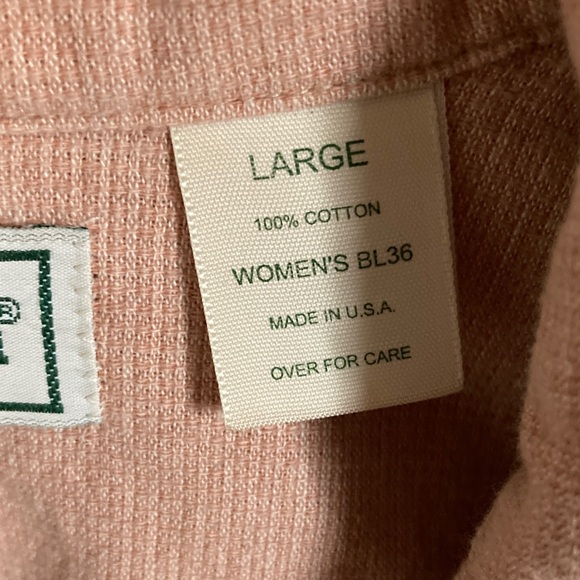 L.L. Bean womens 100% cotton short sleeve button down shirt Made in USA Large - Picture 4 of 8